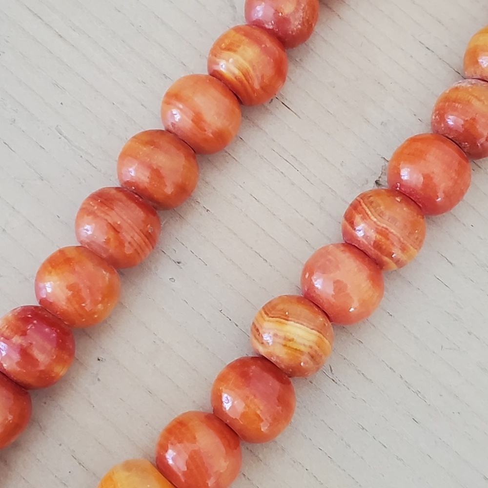 Beautiful Vintage Banded Carnelian Agate Beaded Necklace 19"